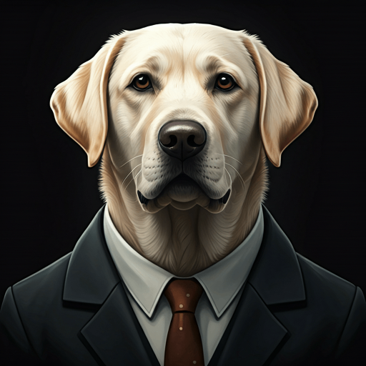 puppdelight-editorial-team-labrador-icon Labrador Retriever illustration in a suit representing the PuppDelight editorial team