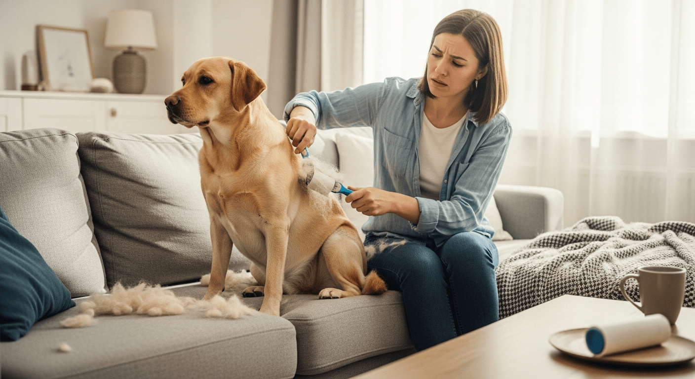This deserves its own section because Labs shed year-round and blow their double coat twice yearly for 4–6 weeks—generating m