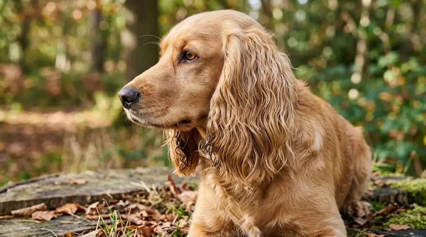 Close view of a long feathered ear on a Cocker and Labrador cross