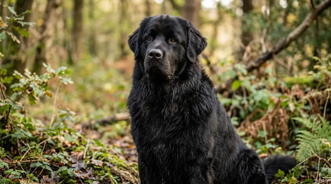 Close view of a dense black double coat on a Newfoundland and Labrador cross