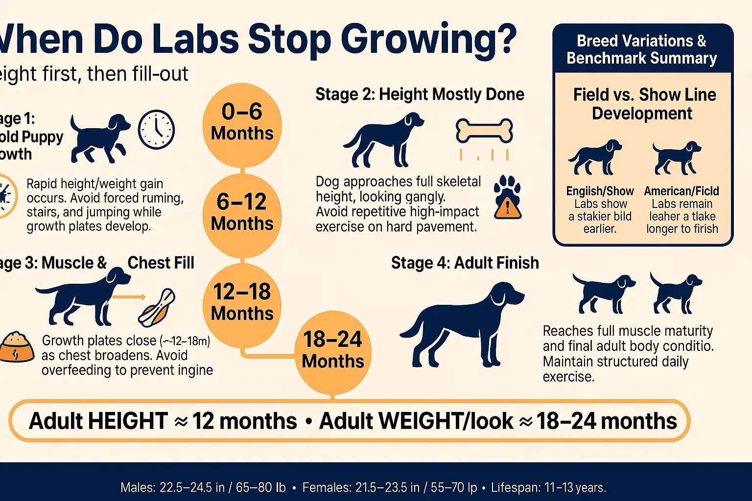 Infographic: when do Labs stop growing height then fill-out timeline